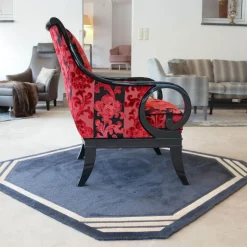 Sichtholzsessel Paris 309 Sonderstoff Jab Anstotz Rot Schwarz Gestell Schwarz