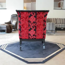 Sichtholzsessel Paris 309 Sonderstoff Jab Anstotz Rot Schwarz Gestell Schwarz