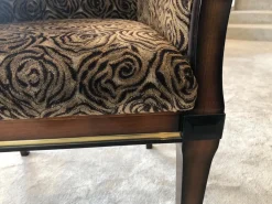 Sichtholzsessel Vera Stoff Montagna 3344 Braun Graubeige Gestell Sichtholz Dunkelbraun