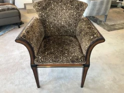 Sichtholzsessel Vera Stoff Montagna 3344 Braun Graubeige Gestell Sichtholz Dunkelbraun