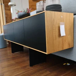 Sideboard Add On Eiche Natur Rustical Türen MDF Lackiert RAL 9005 Schwarz