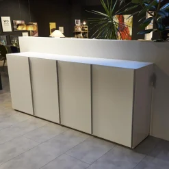 Sideboard Alea Lack Weiß Front Und Abdeckplatte Glas Matt Weiß Griffe Alu Matt