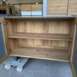 Sideboard Alleskönner 2 Holz Natur Geölt Türen Keramik Lava Iron Grau Seiten Stahlblech