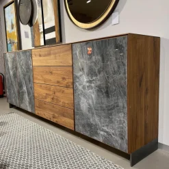 Sideboard Alleskönner Astiger Nussbaum Birke Natur Geölt Keramik Brunno
