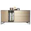 Sideboard Alva Kernbirke Massiv Harmaa Mit Vitrinen Beleuchtung Kufen 3110W 1191 Schwarz