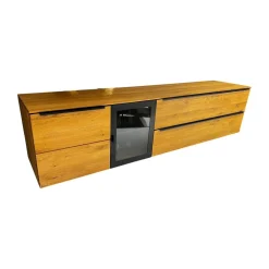 Sideboard Baristo WK 490 Hängend Asteiche Natur Rahmen Metall Schwarz Mit Beleuchtung