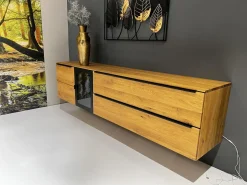 Sideboard Baristo WK 490 Hängend Asteiche Natur Rahmen Metall Schwarz Mit Beleuchtung