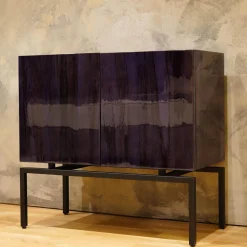 Sideboard Barney Außen Bananenblatt Grau Gefärbt Innen Lack Schwarz Metallgestell Pulverbeschichtet Schwarz