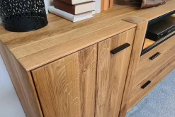 Sideboard Blackpool Eiche Massiv Natur Geölt Metall Schwarz