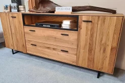 Sideboard Blackpool Eiche Massiv Natur Geölt Metall Schwarz
