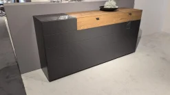 Sideboard Cairano Schiefer Schwarz Absetzung Raucheiche Massiv
