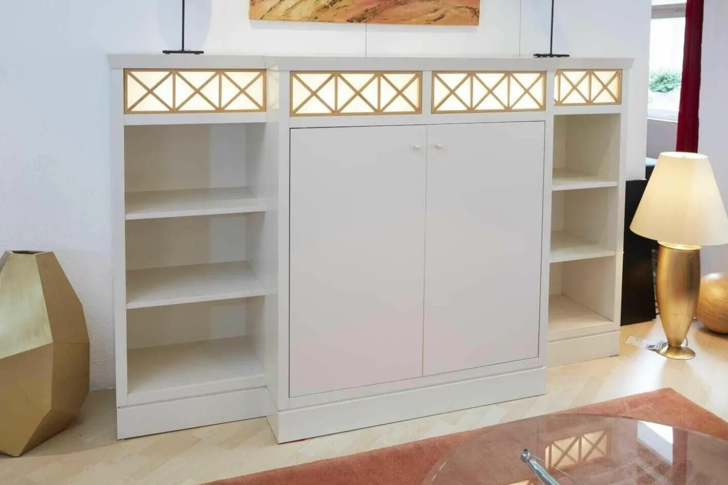 Sideboard Carino Lack Weißbeige mit Beleuchtung