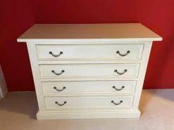 Sideboard Creme Lack Massivholz mit Vier Laden