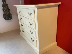 Sideboard Creme Lack Massivholz mit Vier Laden