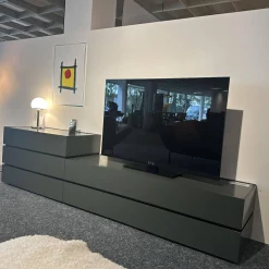 Sideboard Cube Bold Mattlack M81 Bahia Grau Grün Griffmulde 082 Brüniert