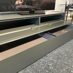 Sideboard Cube Bold Mattlack M81 Bahia Grau Grün Griffmulde 082 Brüniert