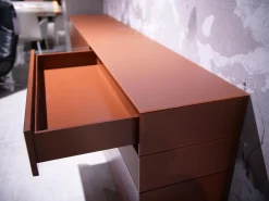 Sideboard Cubo Glattlack Ziegelrot Rot Mit Glasplatte Gefrostet