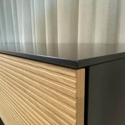 Sideboard Cubo Lack Onygrau Schublade Wildeiche Mit Pushpull Front Rillenoptik