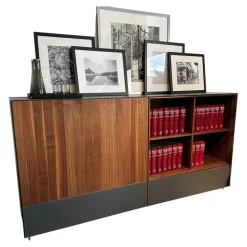 Sideboard Cubus Pure Nussbaum Natur Geölt Inne Buche Farbglas Graphitgrau Matt Inklusive Steckdose