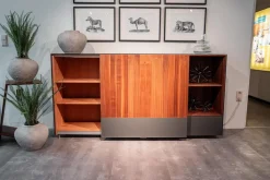 Sideboard Cubus Pure Nussbaum Natur Geölt Innen Buche Farbglas Graphitgrau Matt
