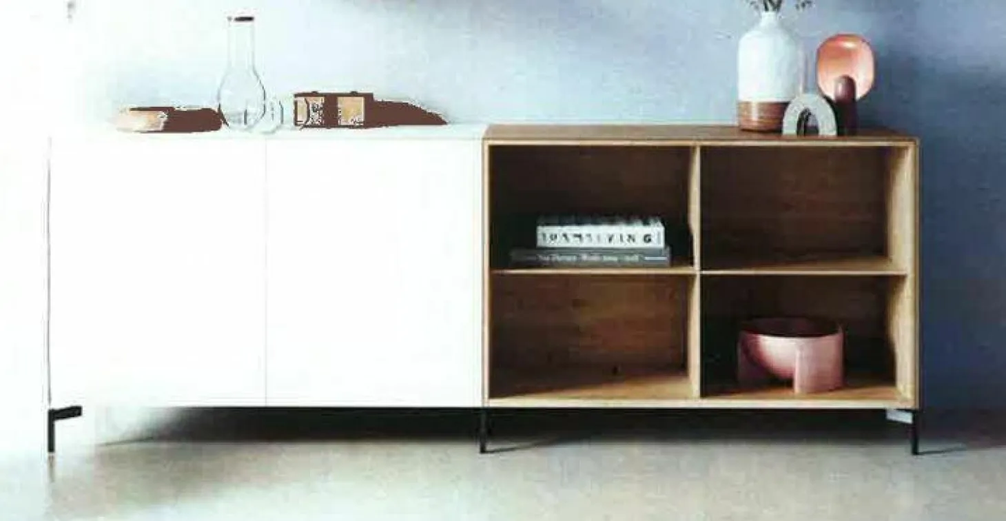 Sideboard Edit Q Lack Weiß Matt Und Eiche Offwhite Gestell Kufen Schwarz