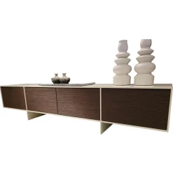 Sideboard Face TV-Möbel Seidenglanz Weiß Dunkles Holz