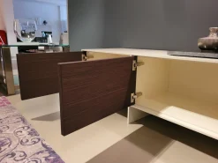 Sideboard Face TV-Möbel Seidenglanz Weiß Dunkles Holz