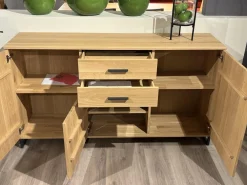 Sideboard Filia Rustikale Asteiche Bianco Griffe Metall RAL 7021 Schwarzgrau