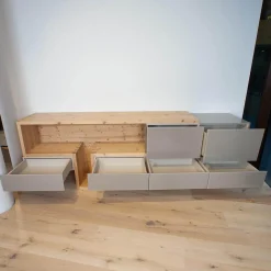 Sideboard Fineline Fichte Altholz Bianco Glas Farbe 408 Terra