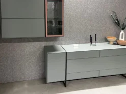 Sideboard Fonis Lack Grün Rosa Metallgestell Strukturlack Anthrazit