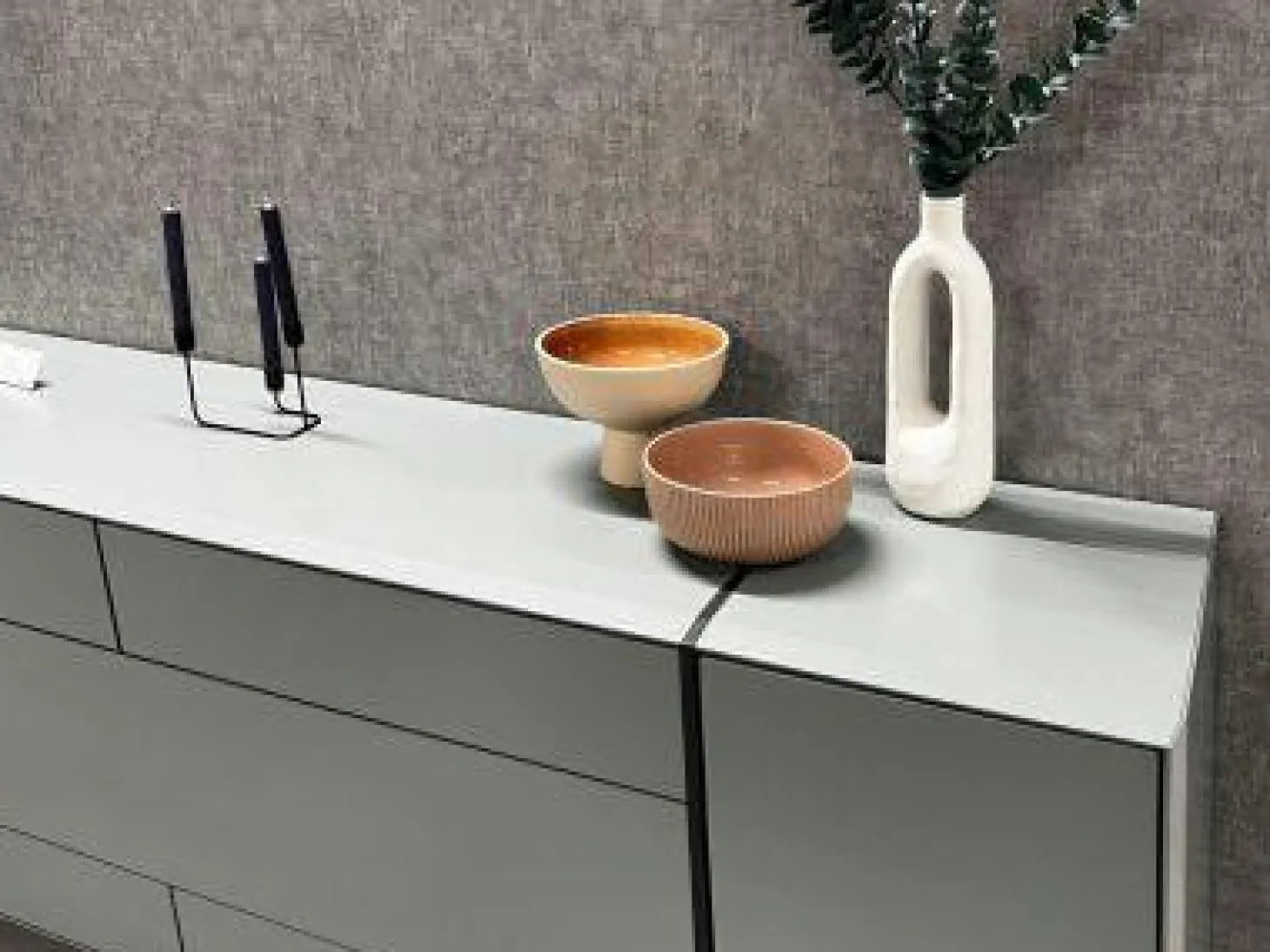 Sideboard Fonis Lack Grün Rosa Metallgestell Strukturlack Anthrazit