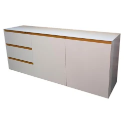 Sideboard Göte Eiche Massiv Geölt Metall Weiß Matt Lackiert Kunststoff Schwarz