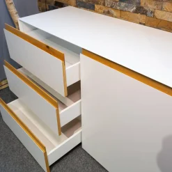Sideboard Göte Eiche Massiv Geölt Metall Weiß Matt Lackiert Kunststoff Schwarz