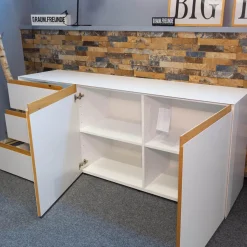 Sideboard Göte Eiche Massiv Geölt Metall Weiß Matt Lackiert Kunststoff Schwarz