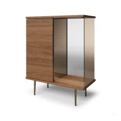 Sideboard Highboard The Farns Nussbaum Tür Rechts Glas mit Lichtpaket