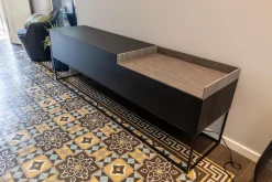 Sideboard Inmotion Front Massivholz Esche Schwarz Lackiert Abdeckplatte Holz Natur Grau