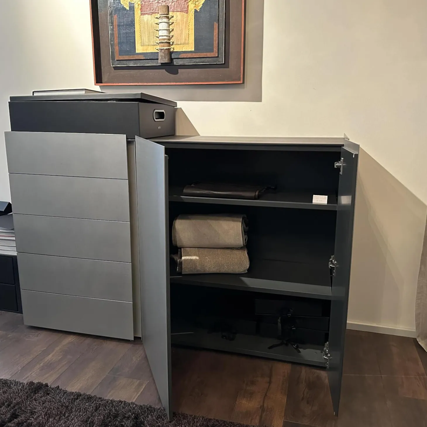 Sideboard Jorel Esche Achat B73 Anthrazit Lackiert Und M21 Edelstahl Silvertouch Grau