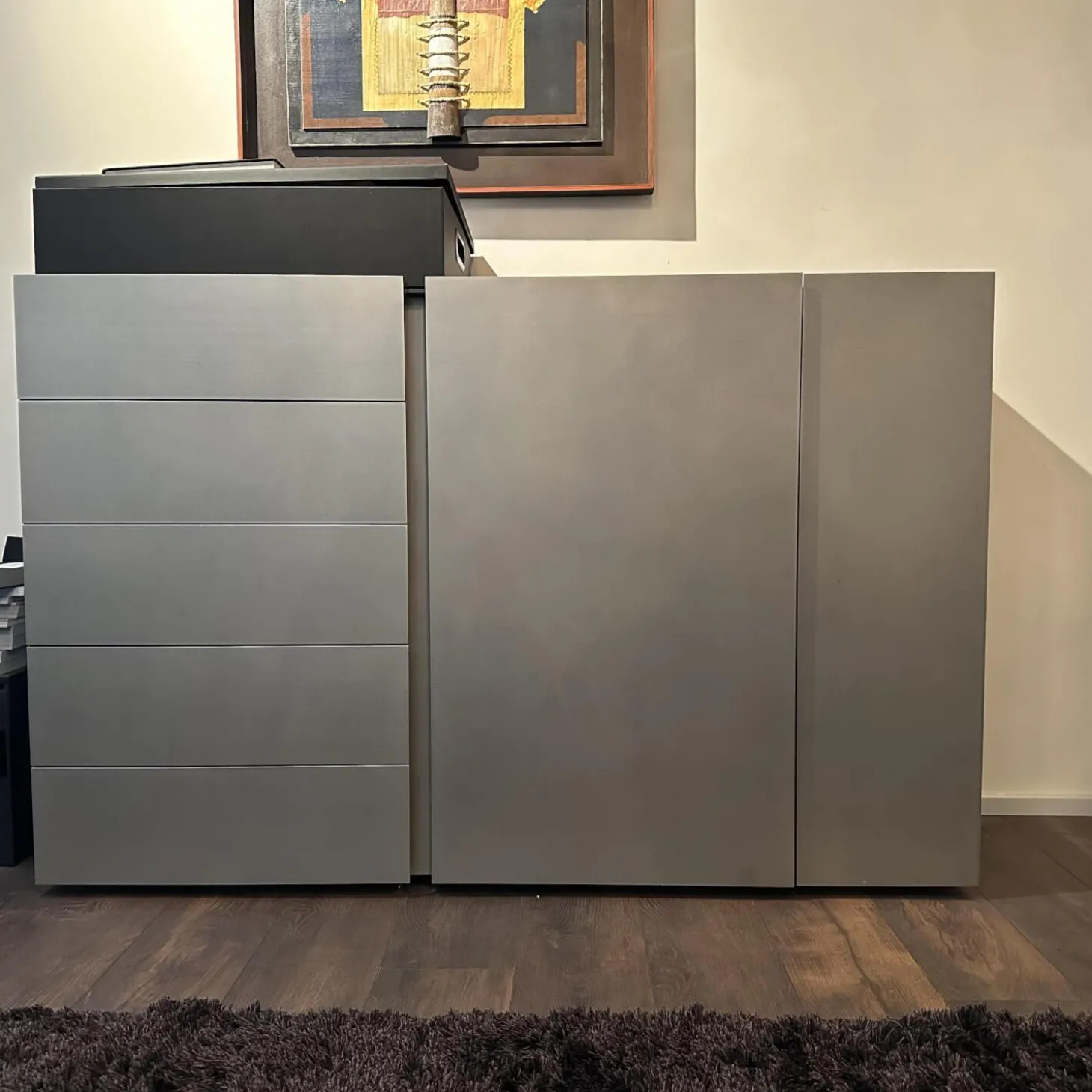 Sideboard Jorel Esche Achat B73 Anthrazit Lackiert Und M21 Edelstahl Silvertouch Grau