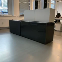 Sideboard Jorel Glas Anthrazit Abdeckplatte Marmor Arabescato