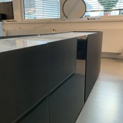 Sideboard Jorel Glas Anthrazit Abdeckplatte Marmor Arabescato