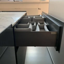 Sideboard Jorel Glas Anthrazit Abdeckplatte Marmor Arabescato