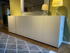 Sideboard Jorel Lack M14 Platin Grau Abdeckplatte Glas Matt Platin Grau