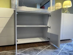 Sideboard Jorel Lack M14 Platin Grau Abdeckplatte Glas Matt Platin Grau