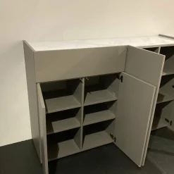 Sideboard Just Charlie Lack Granit Grau Ablage Designglas Marmor White Weiß