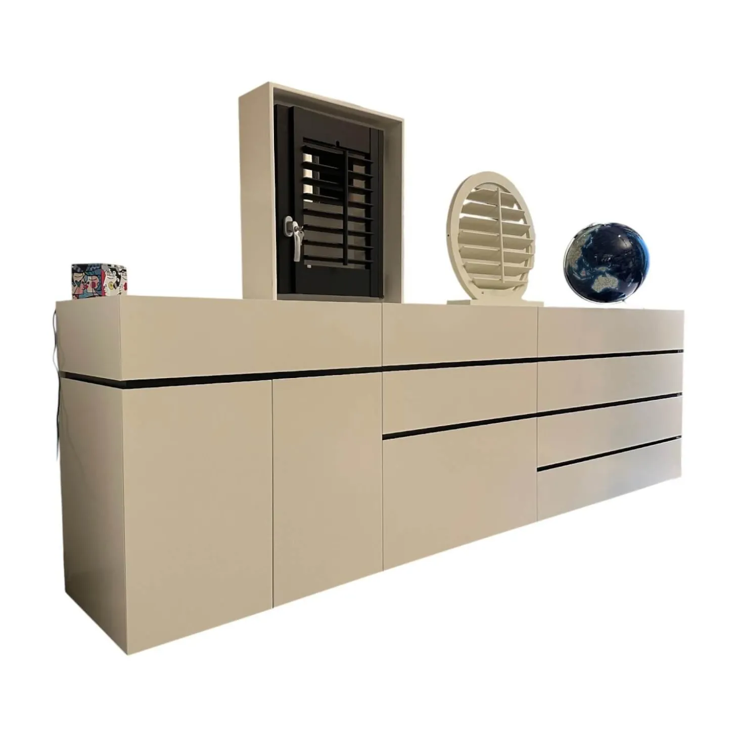 Sideboard Just Cube Bold Front Lack Weiß Korpus Lack Anthrazit