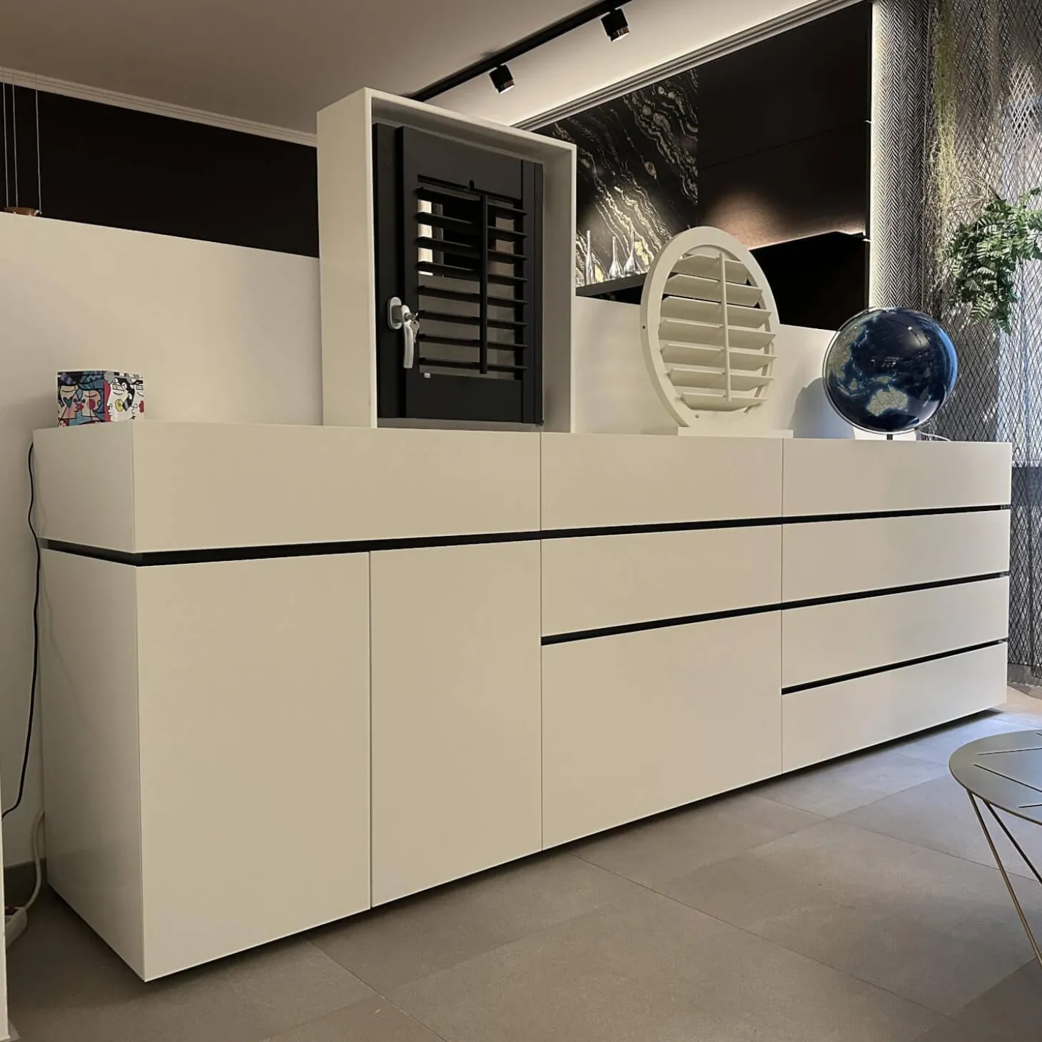 Sideboard Just Cube Bold Front Lack Weiß Korpus Lack Anthrazit