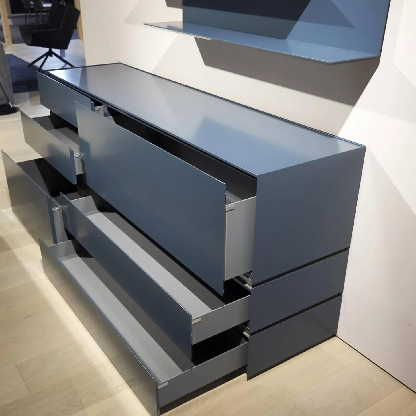 Sideboard Just Cube Bold Lack Atlantic M82 Blau Und Winkelregalkombination Lilu Lack Atlantic M82 Blau