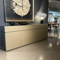 Sideboard Just Cube Cold Lack Gold Metallic M09 Gold Abdeckplatte Stein Quarz Tropical Storm 064 Schwarz Weiß