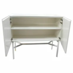 Sideboard Just Cube Light Front Lack Hochglanz Kristallweiss M102 Gestell Matt Schneeweiß