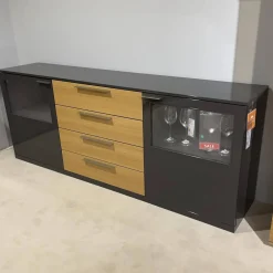 Sideboard Kara 61851 Lack Graphit Anthrazit Hochglanz Front Mit LED Beleuchtung